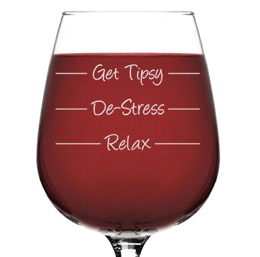 Get Tipsy Funny Wine Glass - Best Christmas Gag Gifts for Women, Mom - Unique Xmas Wine Gifts for Wife, Her - Cool Bday Present Idea from Husband, Son, Daughter - Fun Novelty Gift for Sister, Friend