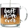 Best Mom Ever Glass Coffee Mug - Birthday Gifts for Mom from Daughter, Son - Unique Moms Gifts from Husband, Kids, Child - Top Bday Present Idea for Wife - Fun Mother Mug, Novelty Cup