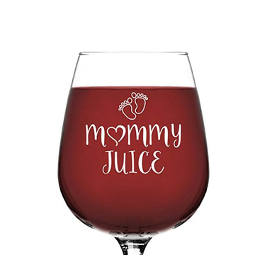 Mommy Juice Funny Wine Glass - Gifts for Women, New Mom, Daughter - Best Wife Gifts from Husband, Kids - Fun Novelty Gag Birthday Present Idea - Mom Wine Glass for Mother, Friends, Her