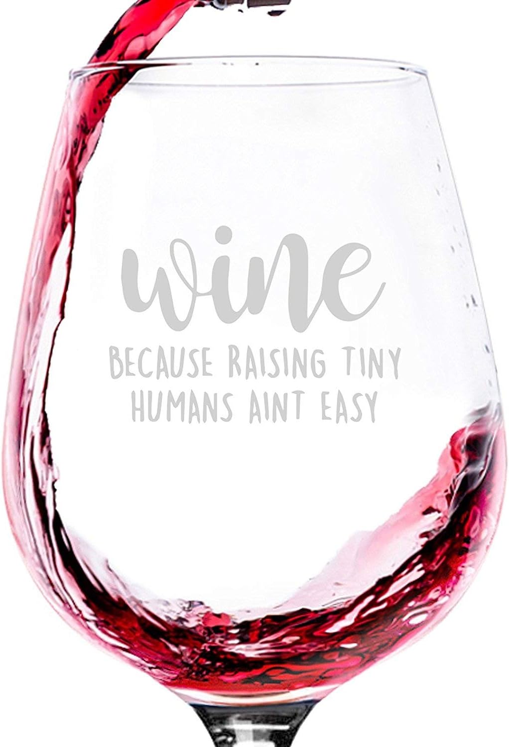 Christmas Gifts For daughter, Raising Tiny Humans Ain't Easy Wine Glass, Christmas Gifts For New Mom, Funny Wine Glass, First Xmax Gift For New Mom, Moms To Be Xmax Gift