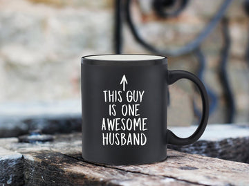 One Awesome Husband Funny Coffee Mug - Anniversary & Valentine's Gifts for Men, Him - Best Husband Gifts from Wife, Wifey, Her - Unique Birthday Present Idea - Fun & Cool Novelty Cup (Matte Black)
