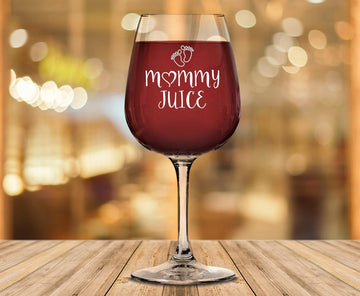 Mommy Juice Funny Wine Glass - Gifts for Women, New Mom, Daughter - Best Wife Gifts from Husband, Kids - Fun Novelty Gag Birthday Present Idea - Mom Wine Glass for Mother, Friends, Her