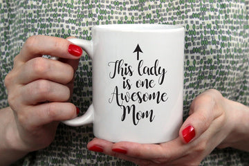 One Awesome Mom Funny Coffee Mug - Gifts for Mom, Women - Best Mom's Gifts from Daughter, Son, Kids, Husband - Cool Birthday Present Idea for New Mother, Wife, Her - Novelty Mom's Mug, Cup