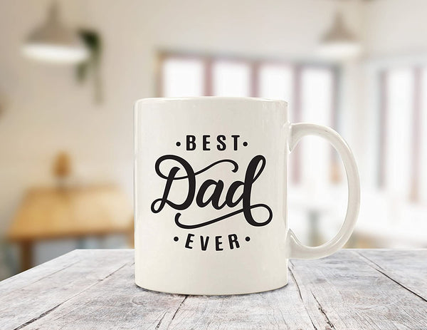 Best Dad Ever Coffee Mug - Best Christmas Gifts for Dad, Men, Husband - Unique Xmas Dad Gifts from Daughter, Son, Wife, Kids - Cool Birthday Present Idea for a New Father, Guys, Him - Fun Novelty Cup