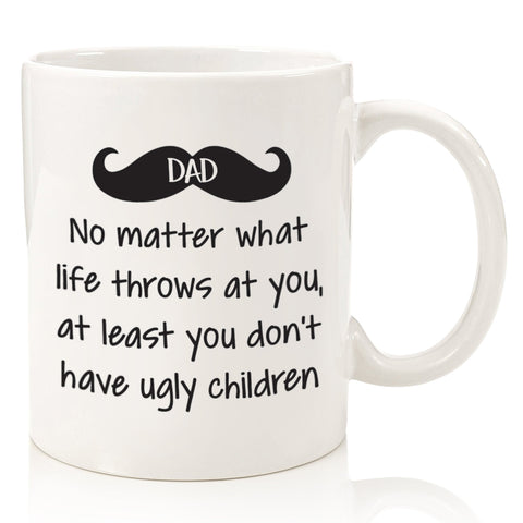 funny coffee mug novelty cup for dad fathers day from daughter son ugly children mustache