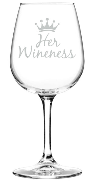 Her Wineness Funny Wine Glass - Best Christmas Gifts for Women, Mom - Unique Queen Gag Xmas Gift for Wife, Her - Cool Birthday Present Idea from Husband, Son, Daughter - Fun Novelty Glass for a Friend