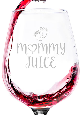 mommy juice funny wine glass for mom women new parent best gift for birthday idea christmas present xmas stocking stuffer wine kids children baby