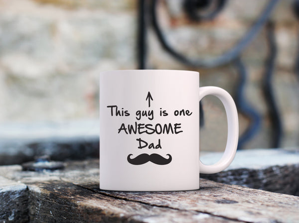 Best Dad Gifts - Funny Coffee Mug - One Awesome Dad - Christmas Gifts for Dad, Men - Unique Xmas Gift Ideas for Him from Daughter, Son, Wife - Cool Bday Present for Husband - Fun Novelty Cup (White)