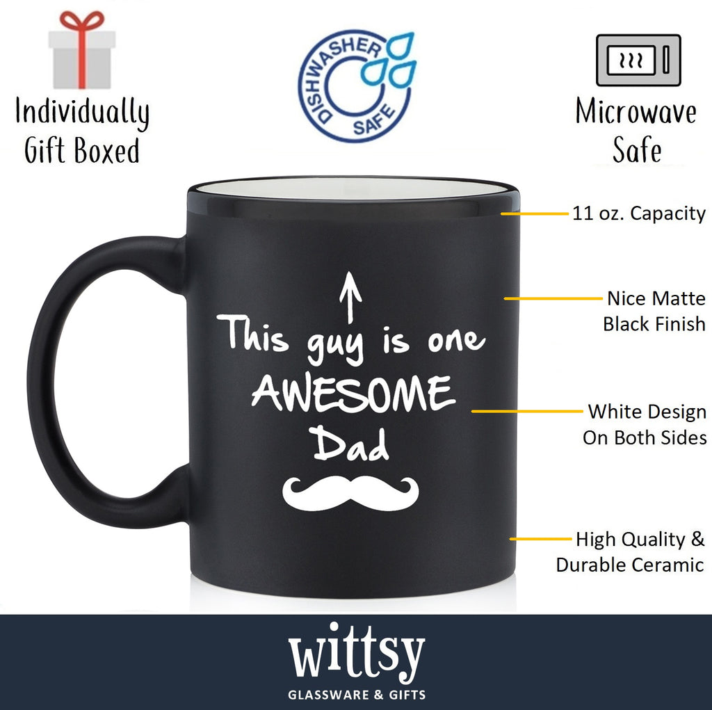 One Awesome Dad Funny Coffee Mug - Best Christmas Gifts for Dad, Men - –  Wittsy Glassware