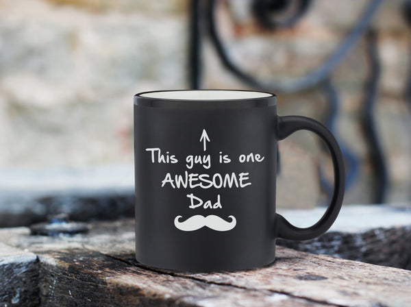 One Awesome Dad Funny Coffee Mug - Best Christmas Gifts for Dad, Men - Unique Xmas Dad Gift from Daughter, Son, Wife - Husband Present (Matte Black)