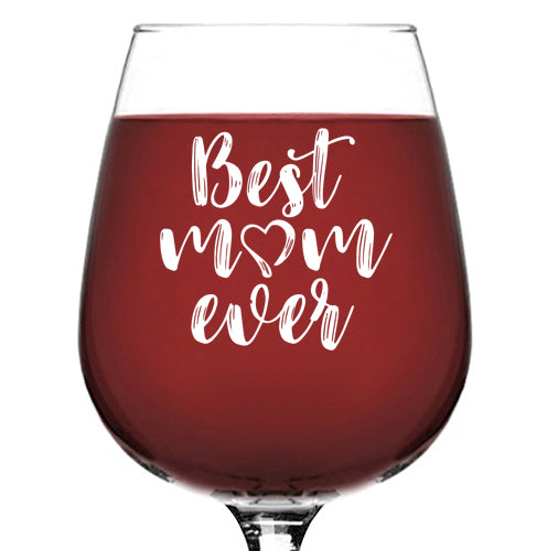 Best Mom Ever Wine Glass - Unique Christmas Gifts for Mom, Women, Wife - Top Xmas Mom Gifts from Daughter, Son, Husband, Kids - Cool Birthday Present Idea for a New Mother, Her - Fun Novelty Wine Gift