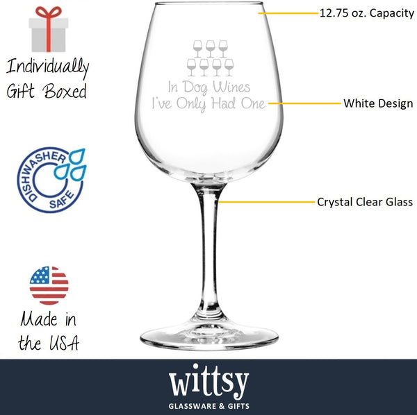 In Dog Wines Funny Wine Glass - Best Christmas Gifts for Women, Mom, Dad - Unique Xmas Gift for Dog Lover, Men - Present from Husband, Son, Daughter