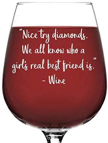 Girl's Best Friend Funny Wine Glass - Cool Christmas Wine Gifts for Women, Friend, Mom - Unique Xmas Gag Gifts for Wife, Her - Top Birthday Present Ideas from Husband, Son, Daughter - Fun Novelty Gift
