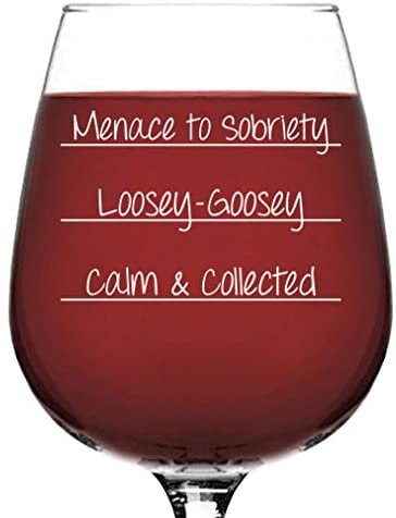 Menace To Sobriety Funny Wine Glass - Best Christmas Gag Gifts for Women, Mom - Unique Xmas BFF Gifts for Her - Cool Bday Present Idea from Husband, Son, Daughter - Fun Novelty Gifts for Wife, Friend